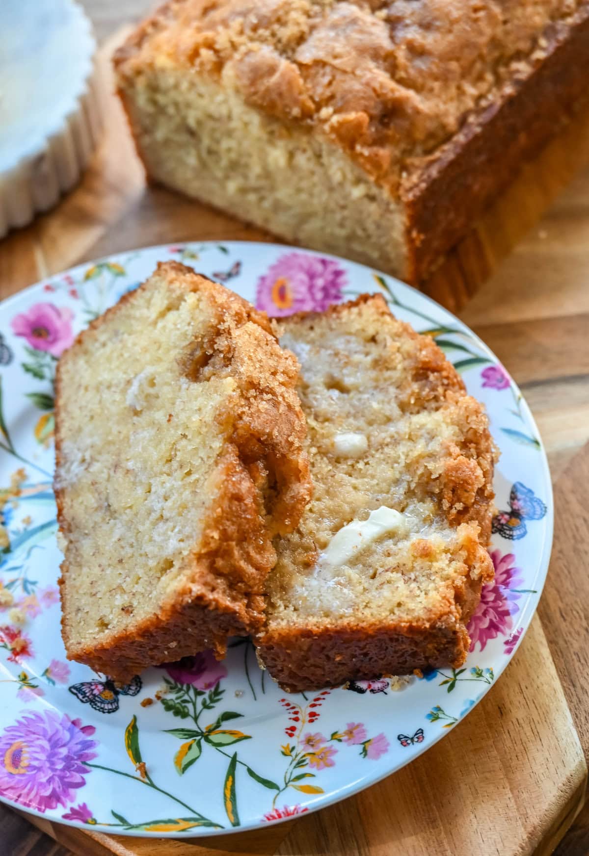 If you are looking for a moist, tender, flavorful, melt-in-your-mouth banana bread, this is the best banana bread recipe! It is made with both butter and oil, sour cream and buttermilk, and ripe, sweet bananas for baking up the most perfect banana bread.