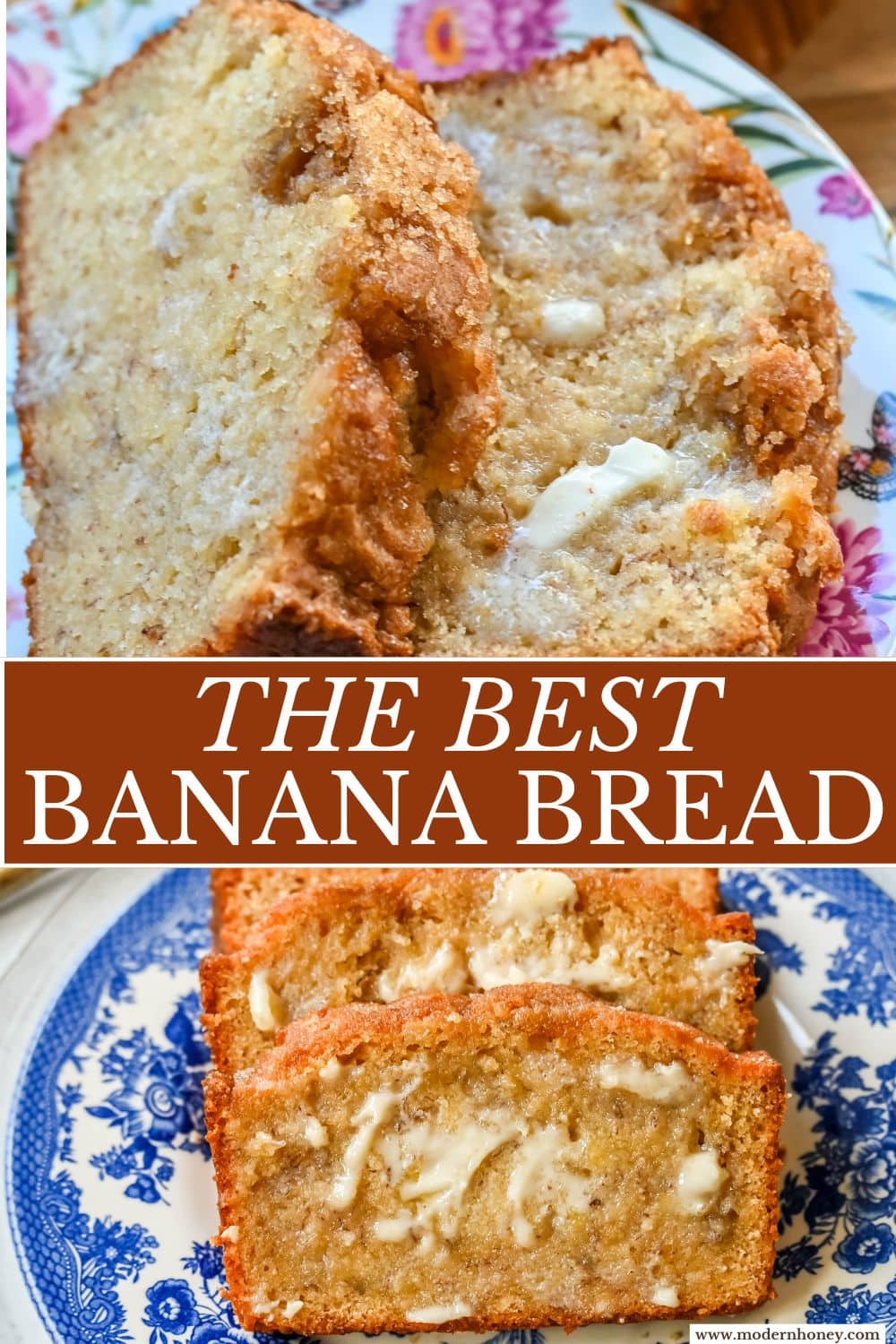 If you are looking for a moist, tender, flavorful, melt-in-your-mouth banana bread, this is the best banana bread recipe! It is made with both butter and oil, sour cream and buttermilk, and ripe, sweet bananas for baking up the most perfect banana bread.