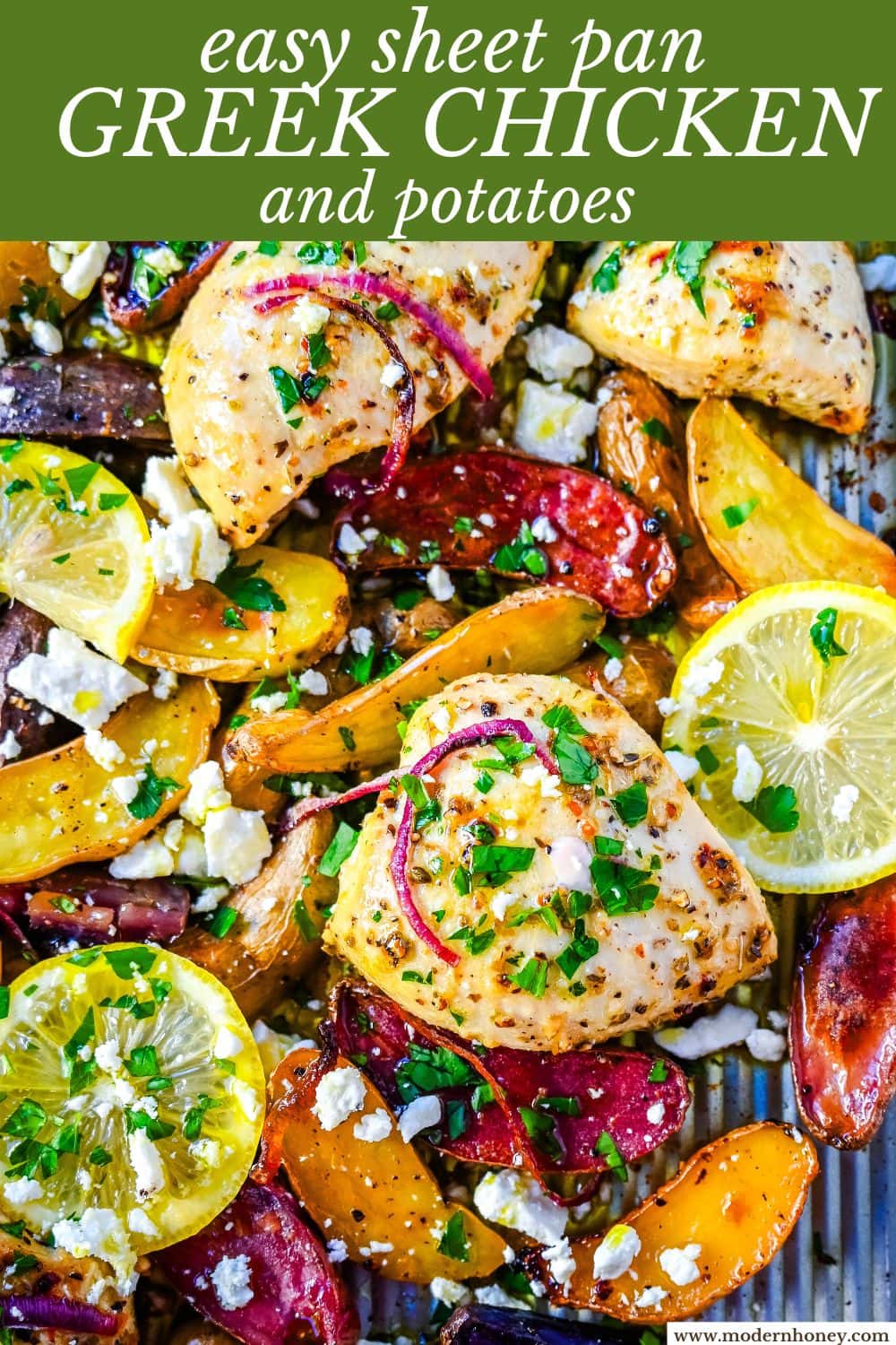 This Sheet Pan Greek Chicken and Potatoes are a perfect combination of juicy, marinated, golden-brown Greek chicken, tender potatoes, and a punch of fresh citrus and herbs in every bite. It’s a perfect weeknight dinner that requires only one pan and a little bit of prep time.