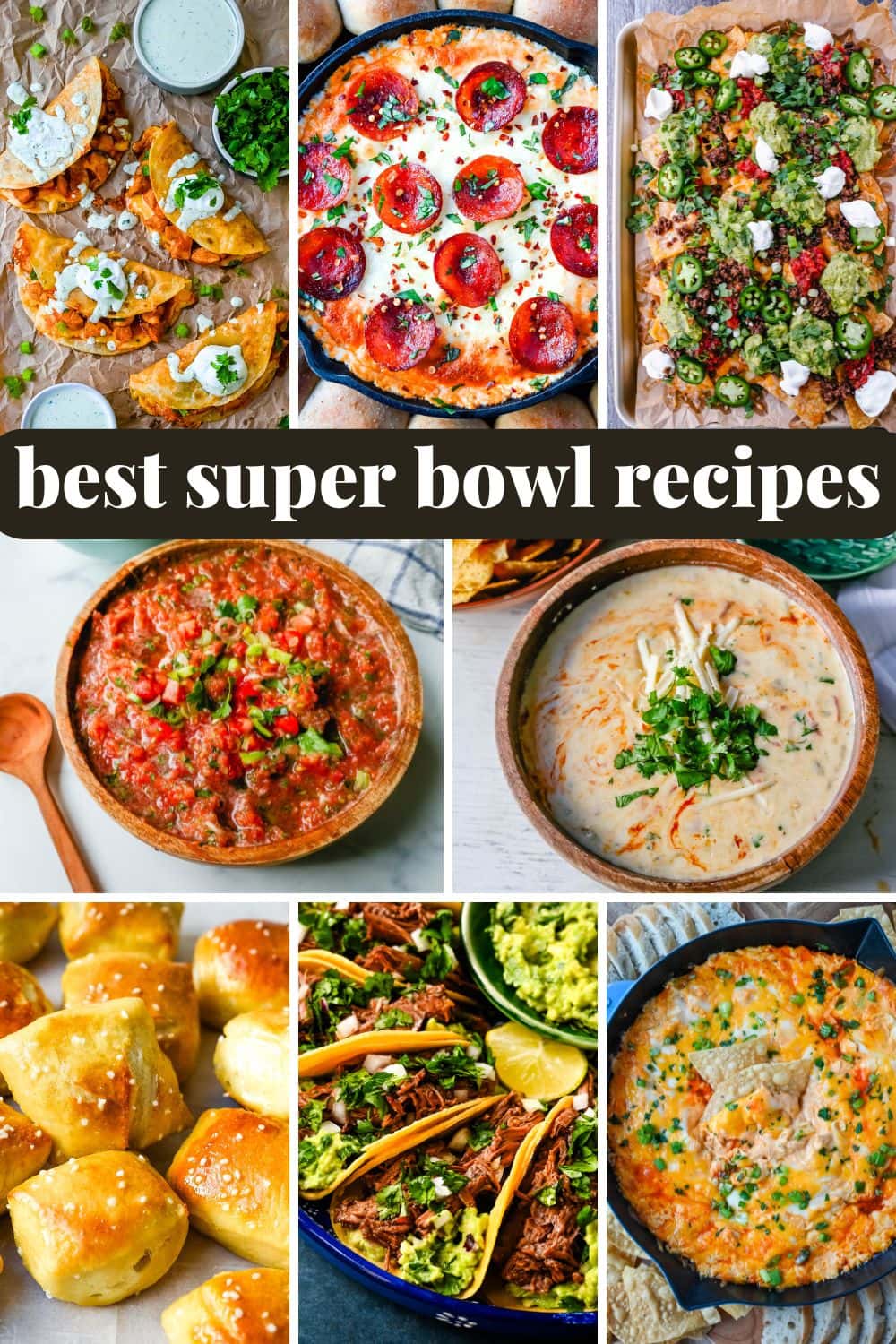 Best Super Bowl Recipes. Whether you’re hosting a full-on Super Bowl party or just hanging out with friends, having the right game day food is a must. Think Super Bowl appetizers such as cheesy turkey sliders, loaded nachos, creamy cilantro dip, and all the best appetizers to keep everyone happy while they watch. From easy finger foods to crowd-pleasing snacks, this list has everything you need for an easy and delicious game day recipe lineup.